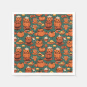 秋のパンプキ不気味ンピッザズパーティー スタンダードカクテルナプキン (正面)