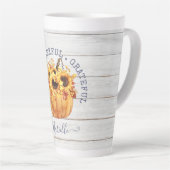 秋のパーソナライズされたかぼちゃひまわりラテマグカップ カフェラテマグ (右アングル)