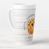 秋のパーソナライズされたかぼちゃひまわりラテマグカップ カフェラテマグ (左アングル)