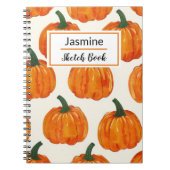 秋のパーソナライズされたかぼちゃ模様 ノートブック (正面)