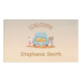 秋のパーソナライズされたウェルカムベアーズカボチャ葉ン 名札