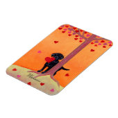 秋のパーソナライズされたカラーブラックラブラドール マグネット (左側)