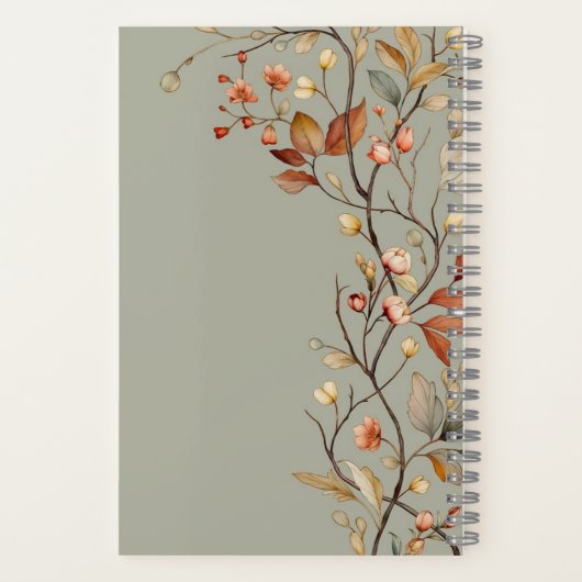 秋のパーソナライズされたガーデングリーン ノートブック (裏面)