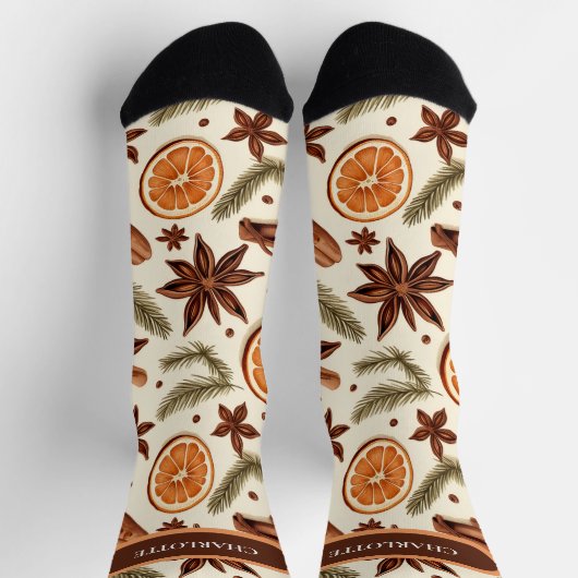 秋のパーソナライズされたスパイスクルーソックス ソックス (上部)