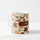 秋のパーソナライズされたスパイスマグカップ名 コーヒーマグカップ (正面左)