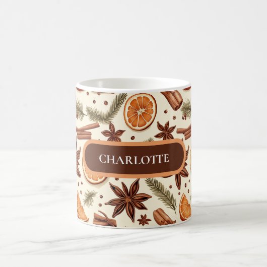 秋のパーソナライズされたスパイスマグカップ名 コーヒーマグカップ (中央)