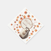 秋のパーソナライズされたハリネズミのナプキンス スタンダードカクテルナプキン (角)