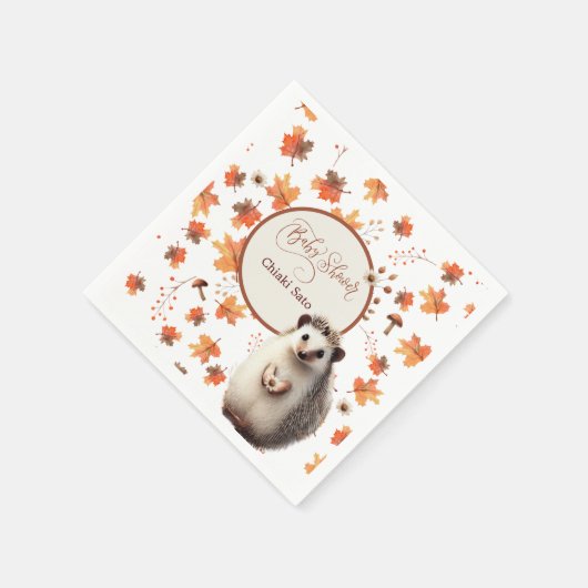 秋のパーソナライズされたハリネズミのナプキンス スタンダードカクテルナプキン (角)