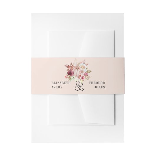 秋のパーソナライズされたピンクバーガンディーカボチャ 招待状ベリーバンド (正面例)