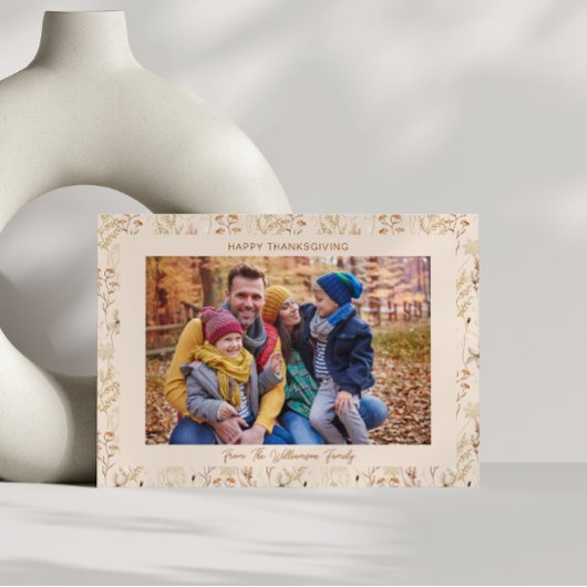 秋のパーソナライズされた野草感謝祭の写真 招待状