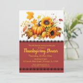 秋のパーティーエレガント感謝祭ディナー 招待状 (スタンド正面)