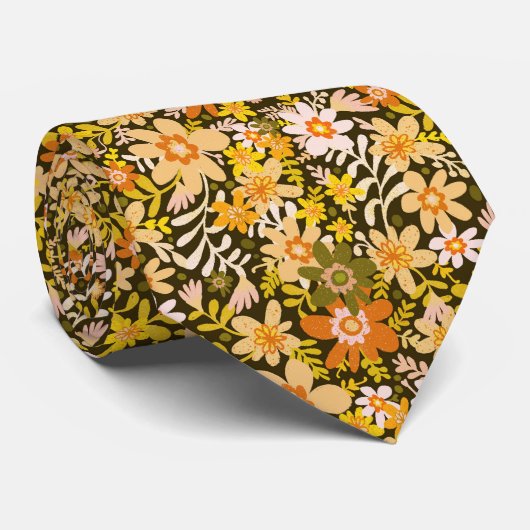 秋のヒッピー開花ネックタイ ネクタイ (ロール)