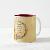 秋のヒマワリとバイブル・バース引用文 ツートーンマグカップ (正面右)