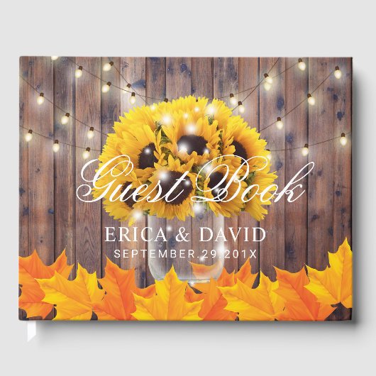 秋のヒマワリのジャストリングラ素朴イツ結婚 ゲストブック (正面)