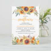 秋のヒマワリの子供の誕生日の招待状 招待状 (スタンド正面)