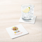 秋のヒマワリフローラメイスン結婚ズ スクエアペーパーコースター (インサイチュ)