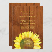 秋のヒマワリ60歳の誕生日パーティー 招待状 (正面/裏面)
