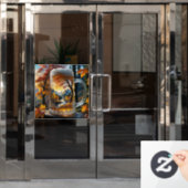 秋のビアマグ窓にしがみつく ウィンドウサイン (オフィスドア)