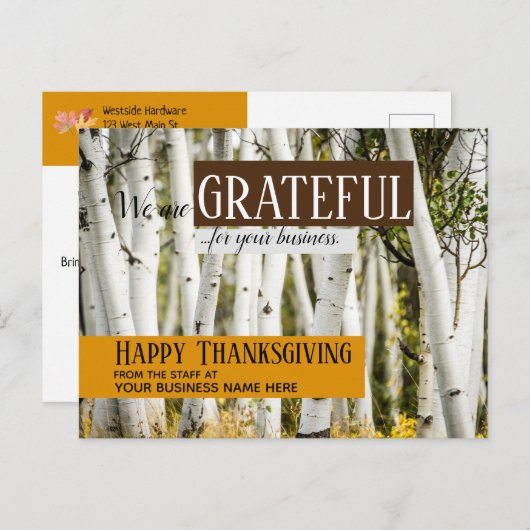 秋のビジネスに感謝 ポストカード (正面/裏面)