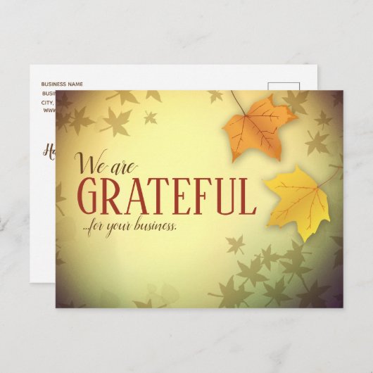 秋のビジネス感謝祭のポストカード ポストカード (正面/裏面)