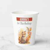 秋のビーズキャット – 1歳の誕生日 –  紙コップ (正面)
