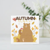 秋のビーズコーヒーベア サンキューカード (スタンド正面)