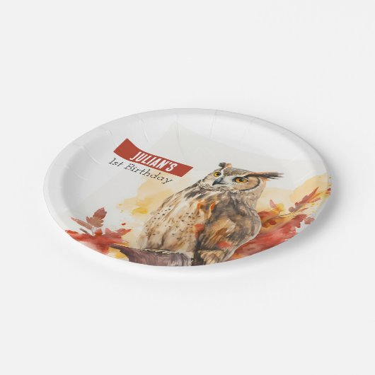 秋のビーブフクロウ – 誕生日パーティー –  ペーパープレート (アングル)