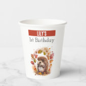 秋のビーブヘッジホッグ – 1歳の誕生日 –  紙コップ (正面)