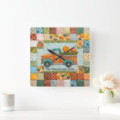 秋のピックアップトラックの壁時計 スクエア壁時計 (ホーム)