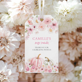 秋のピンクのパンプキン ベイビーシャワー 感謝タグ ギフトタグ