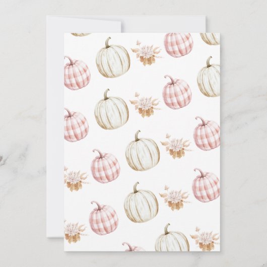 秋のピンクの女の子のパンプキン生誕祭 招待状 (裏面)
