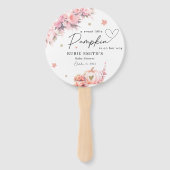 秋のピンクカボチャ金ゴールドリースガールベビーシャワー ハンドファン (正面)