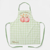 秋のピンクパンプキン&グリーンジンジャムパティシシェフ エプロン (正面)