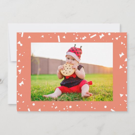 秋のピンク小さなかぼちゃの1st誕生日の写真 招待状 (裏面)