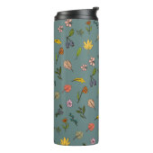 秋のピンク色の黄色い花と葉緑色 タンブラー (回転左)