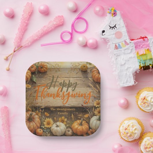 秋のファームハウス素朴スタイルサンクスギビング ペーパープレート (パーティー)