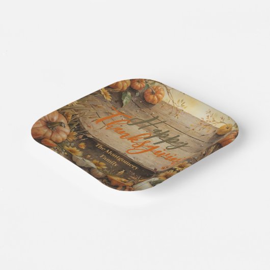 秋のファームハウス素朴スタイルサンクスギビング ペーパープレート (傾斜あり)