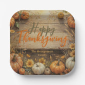 秋のファームハウス素朴スタイルサンクスギビング ペーパープレート (正面)