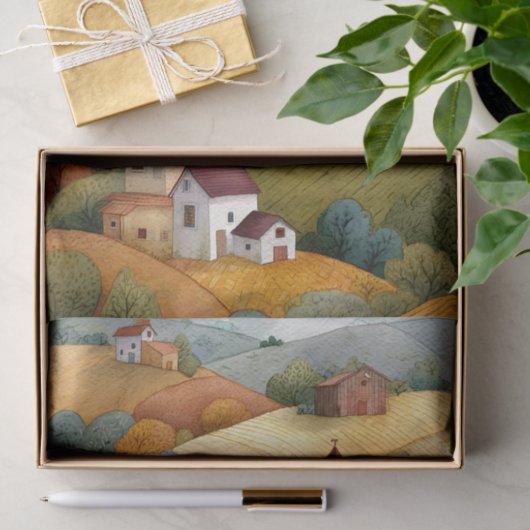 秋のファームライフデコページティッシュペーパー 薄葉紙 (ギフト)