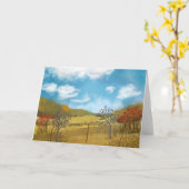 秋のフィールド折りグリーティングカード カード (黄色い花)