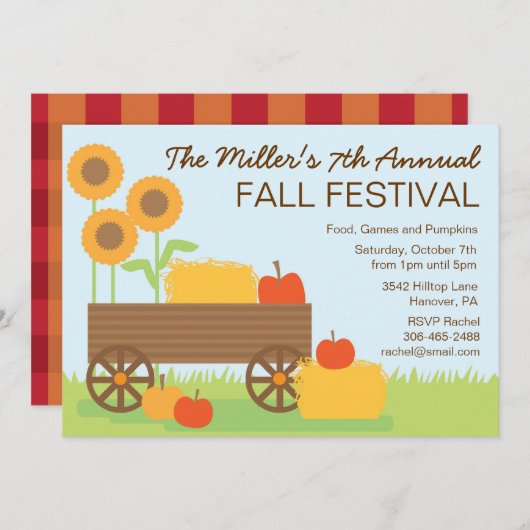 秋のフェスティバルのパーティの招待状 招待状 (正面/裏面)