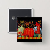 秋のフェスティバルテーブルのピンバック 缶バッジ (正面&裏面)