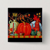 秋のフェスティバルテーブルのピンバック 缶バッジ (正面)