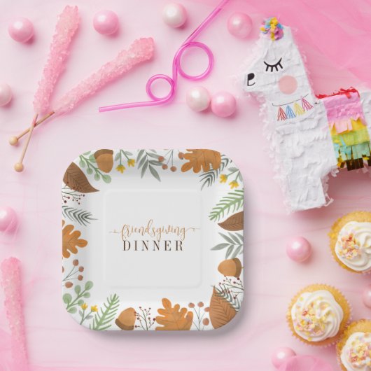 秋のフェスティバルモダンフレンドリディナー ペーパープレート (パーティー)
