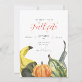 秋のフェスティバル 白いカラフルなかぼちゃのパーティー 招待状 (正面)