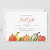 秋のフェスティバル 秋のParty カラフルなかぼちゃ 白 招待状 (正面)