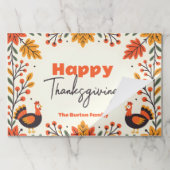 秋のフォークアートターキーサンクスギビング紙ランチョンマット ペーパーパッド (折り畳み)
