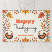 秋のフォークアートターキーサンクスギビング紙ランチョンマット ペーパーパッド (正面)
