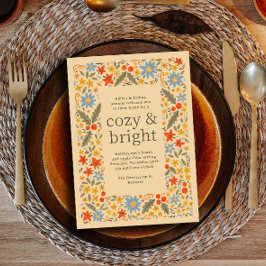 秋のフォークシーフローラルフレーム パーティー 招待状