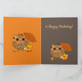 秋のフクロウとカスタムテキスト カード (内部)